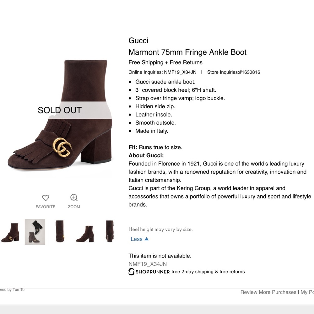 ⛔️ SOLD $609 ⛔️ ~ Gucci Marmont Suede ankle boots - Picture 3 of 8